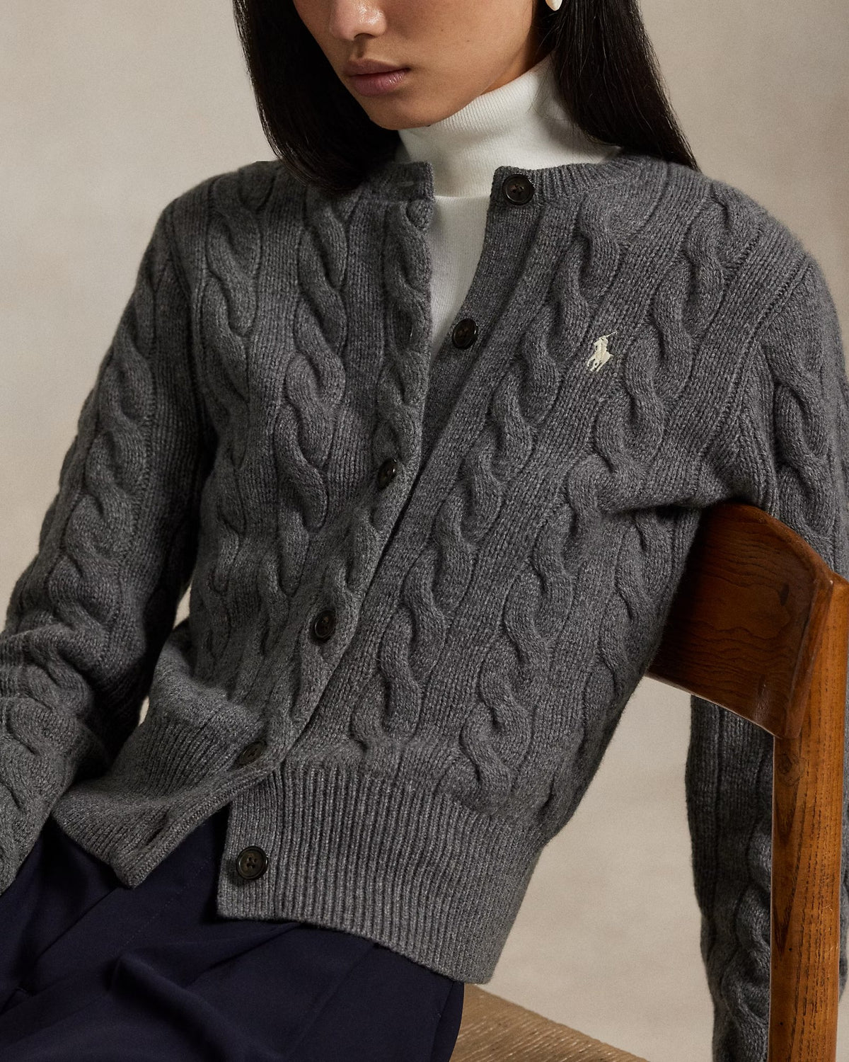 Cardigan a trecce in lana e cashmere 211972104 500 POLO RALPH LAUREN 