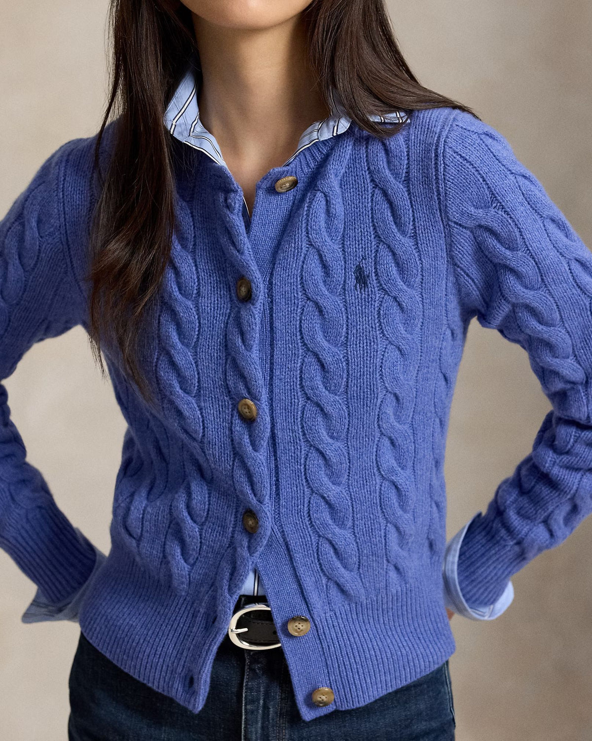 Cardigan a trecce in lana e cashmere 211972104 501 POLO RALPH LAUREN 