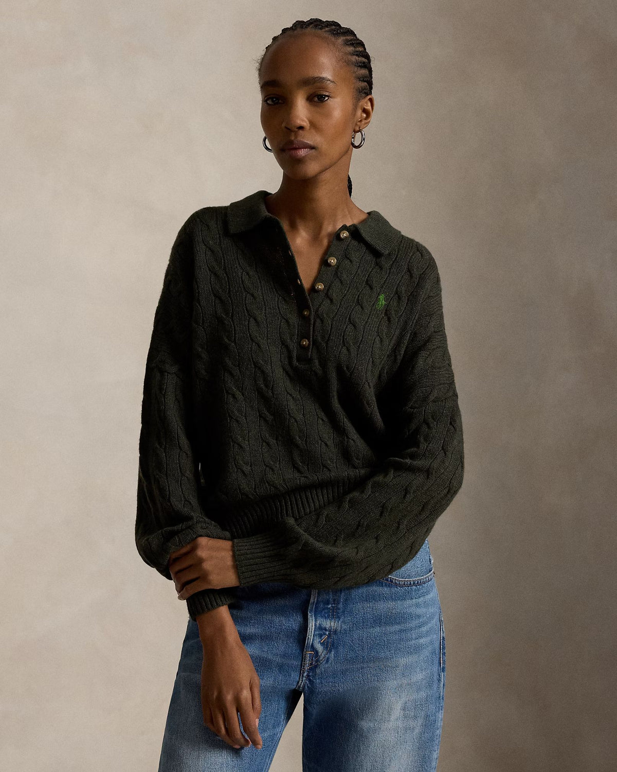 Maglia in lana e cashmere con collo polo 211B17767 002 POLO RALPH LAUREN 