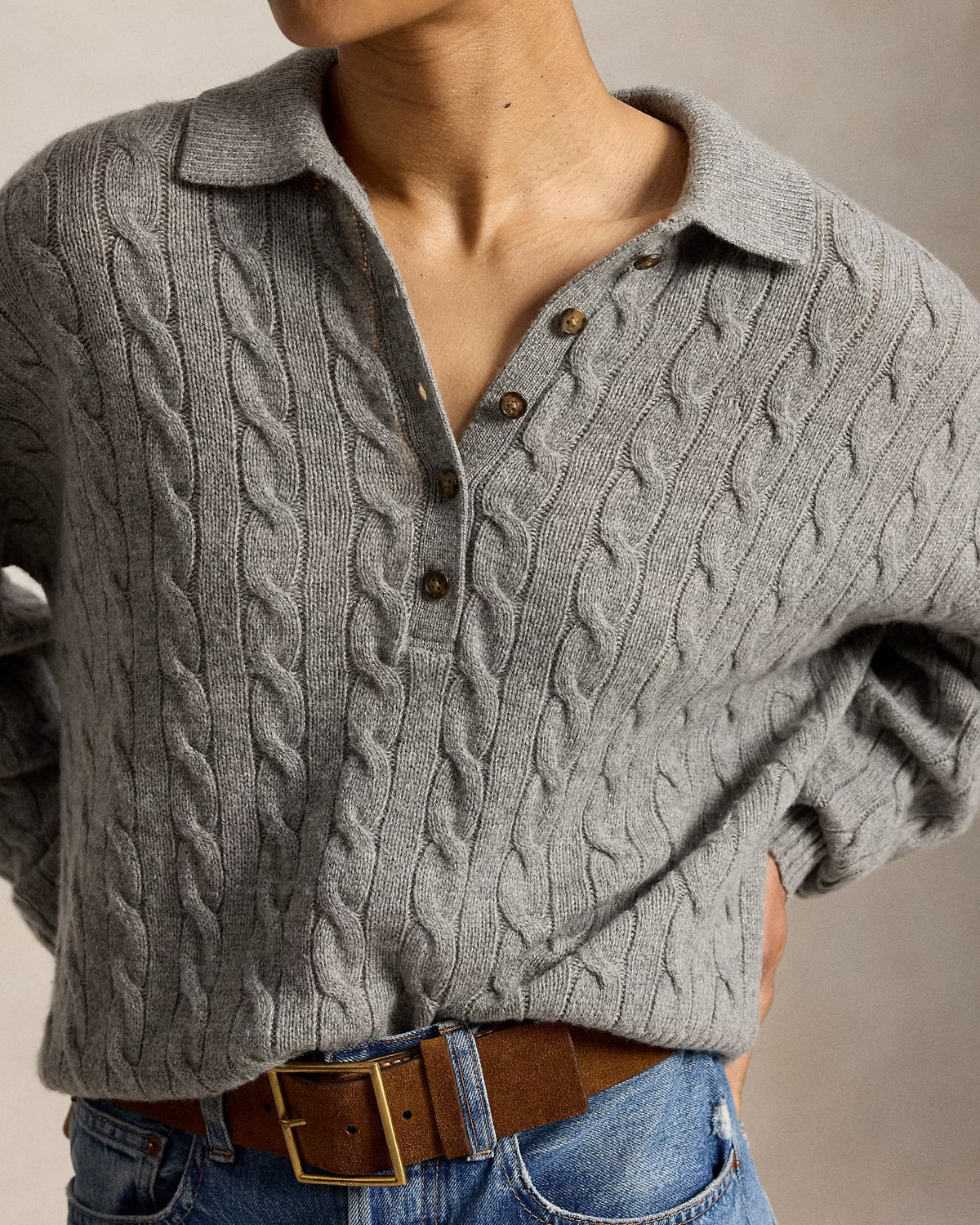 Maglia in lana e cashmere con collo polo 211B17767 005 POLO RALPH LAUREN 