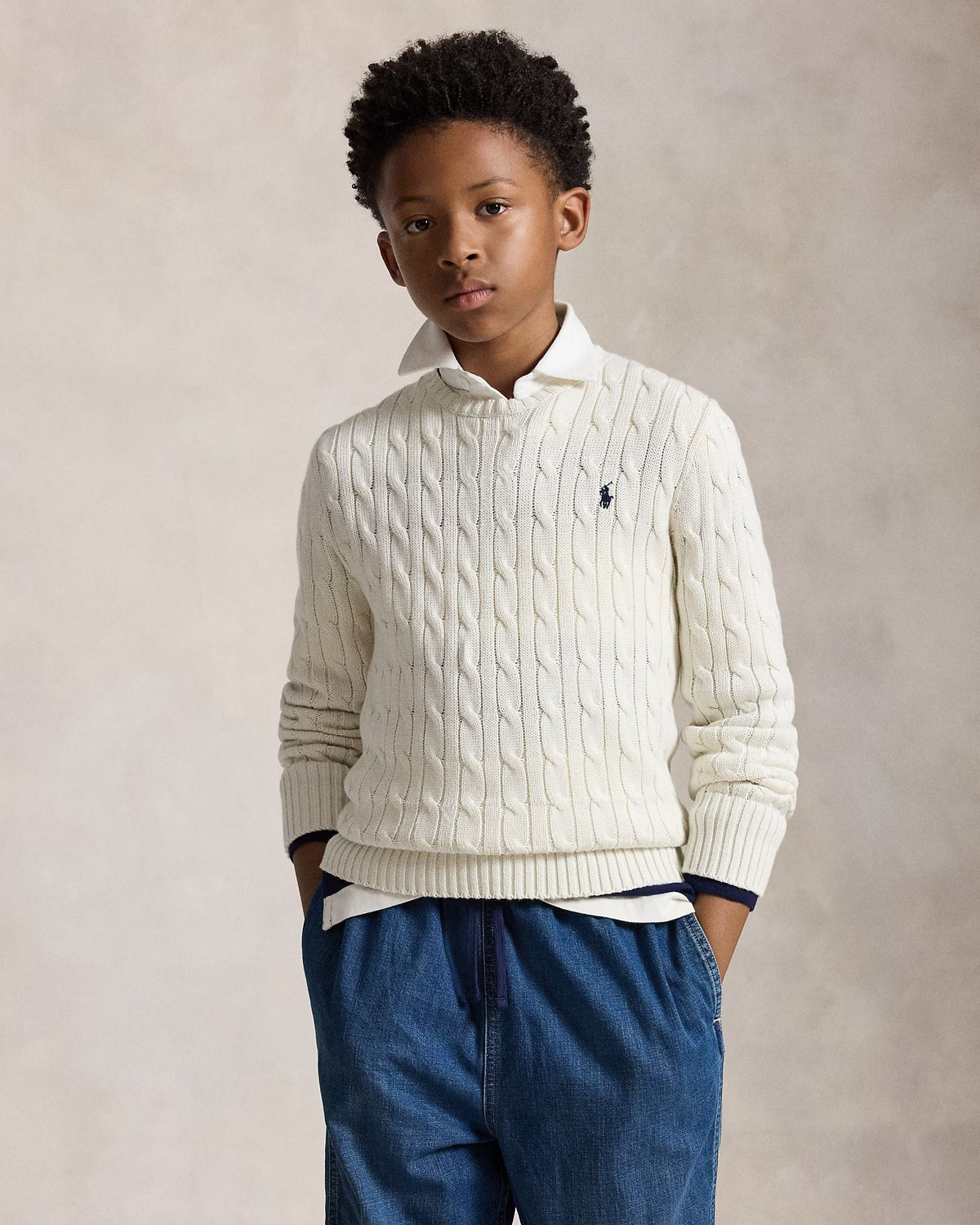 Maglia in cotone a trecce 323702674 024 POLO RALPH LAUREN 