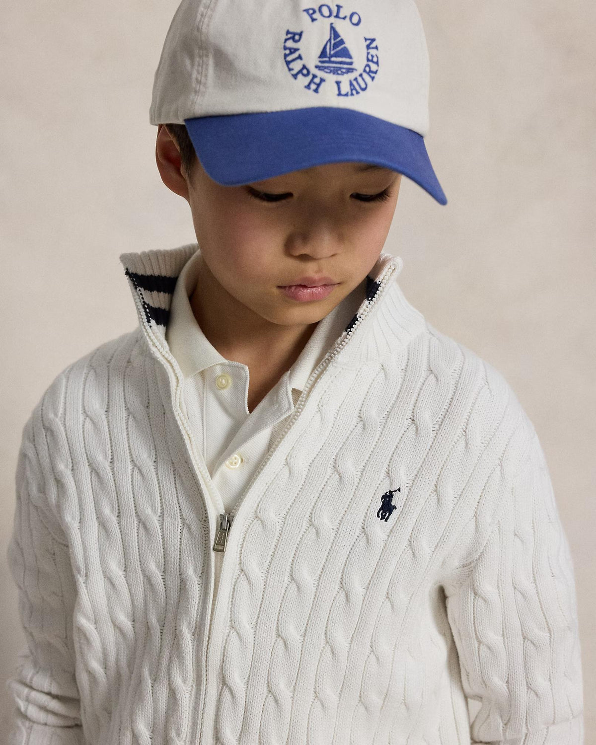 Maglia in cotone a trecce con cerniera 323A95566 002 POLO RALPH LAUREN 