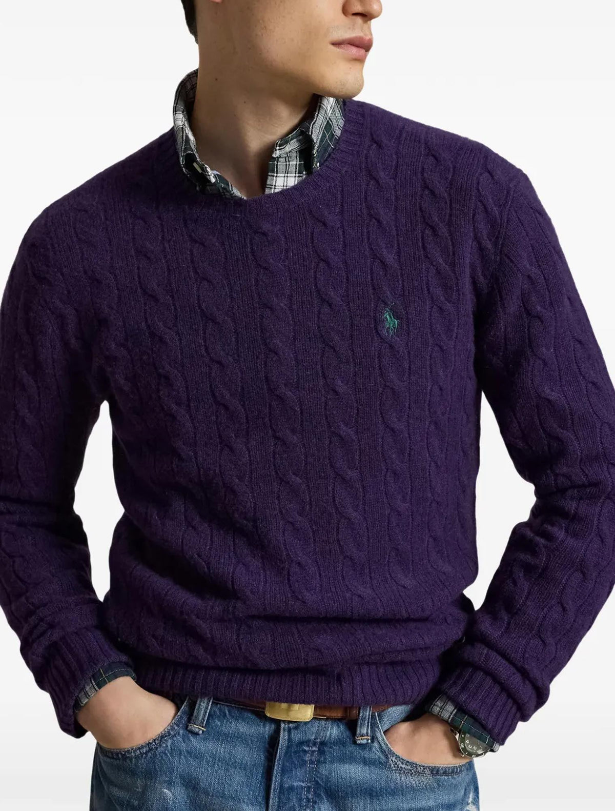 Maglia in lana e cashmere a trecce 710876762 505 POLO RALPH LAUREN 