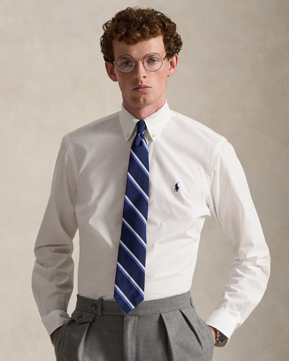 Camicia in popeline stretch Custom-Fit 710928255 002 POLO RALPH LAUREN 