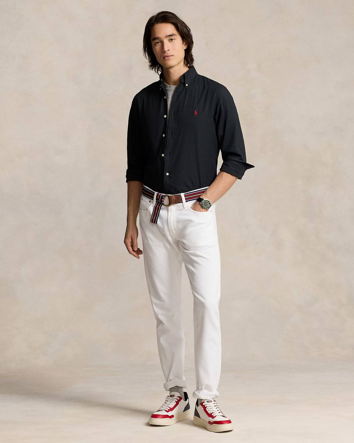 Camicia in popeline stretch Custom-Fit 710928255 006 POLO RALPH LAUREN 