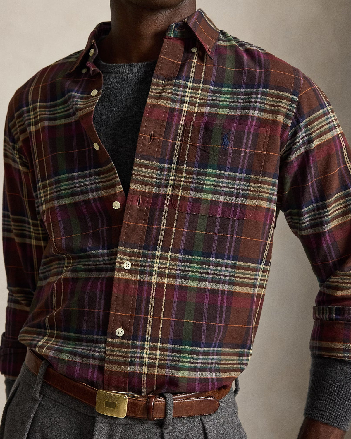 Camicia Oxford a quadri Custom-Fit 710P00629 502 POLO RALPH LAUREN 