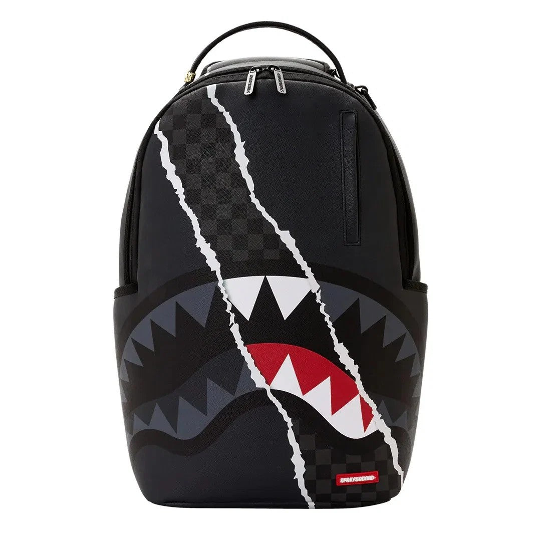 Center rip revealing gray backpack 910B8502 NSZ SPRAYGROUND 