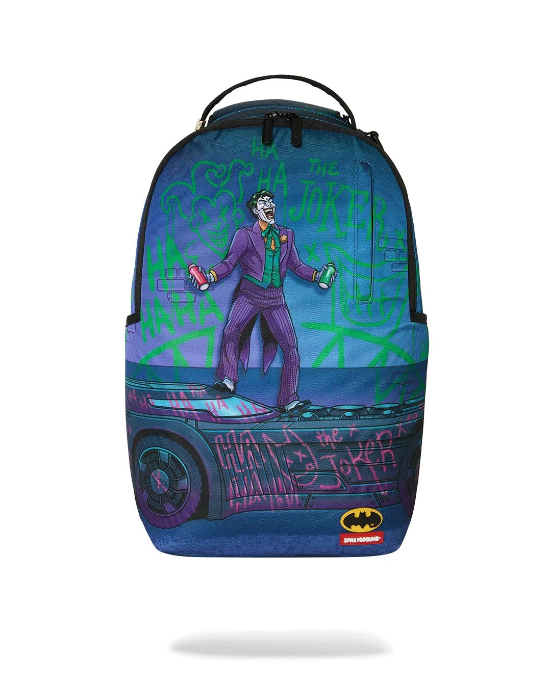 DC Joker tagged up batmobile backpack 910B9286 NSZ SPRAYGROUND 