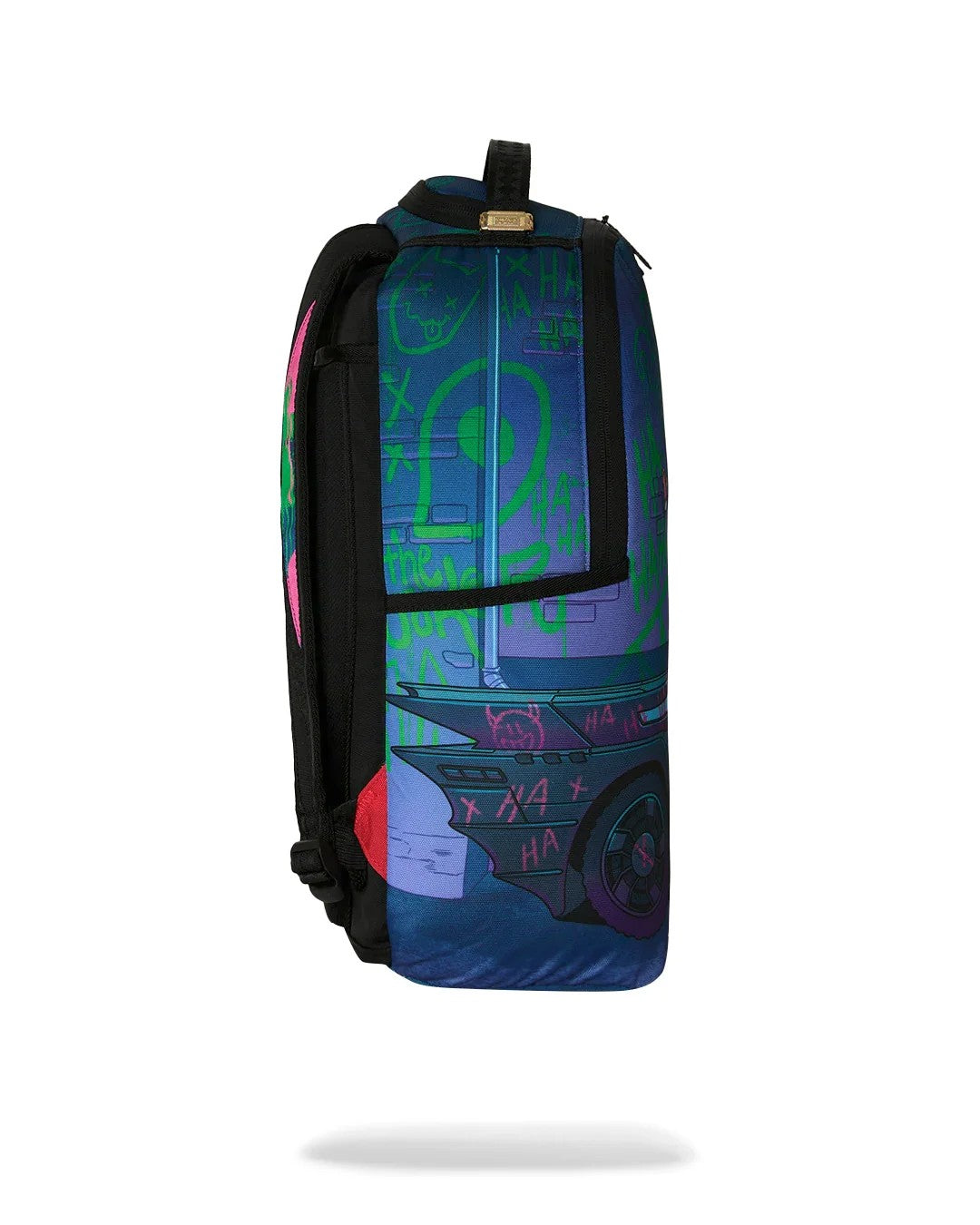 DC Joker tagged up batmobile backpack 910B9286 NSZ SPRAYGROUND 