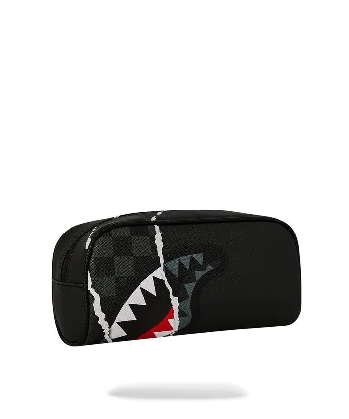 Center rip revealing gray check pouch 910B9354 NSZ SPRAYGROUND 