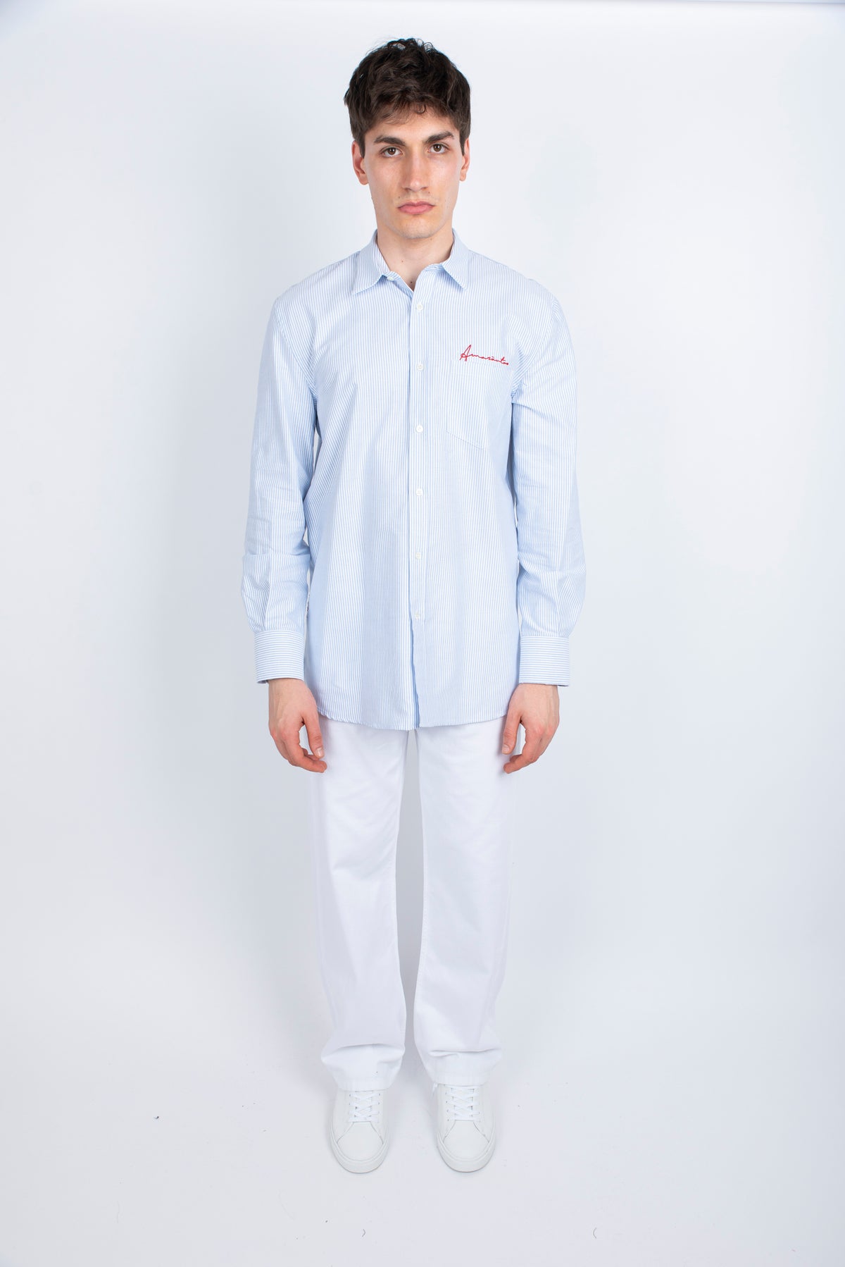 Camicia a righe con ricamo Amaranto Uomo B6D0064 DFBASTONCINO AMARANTO 