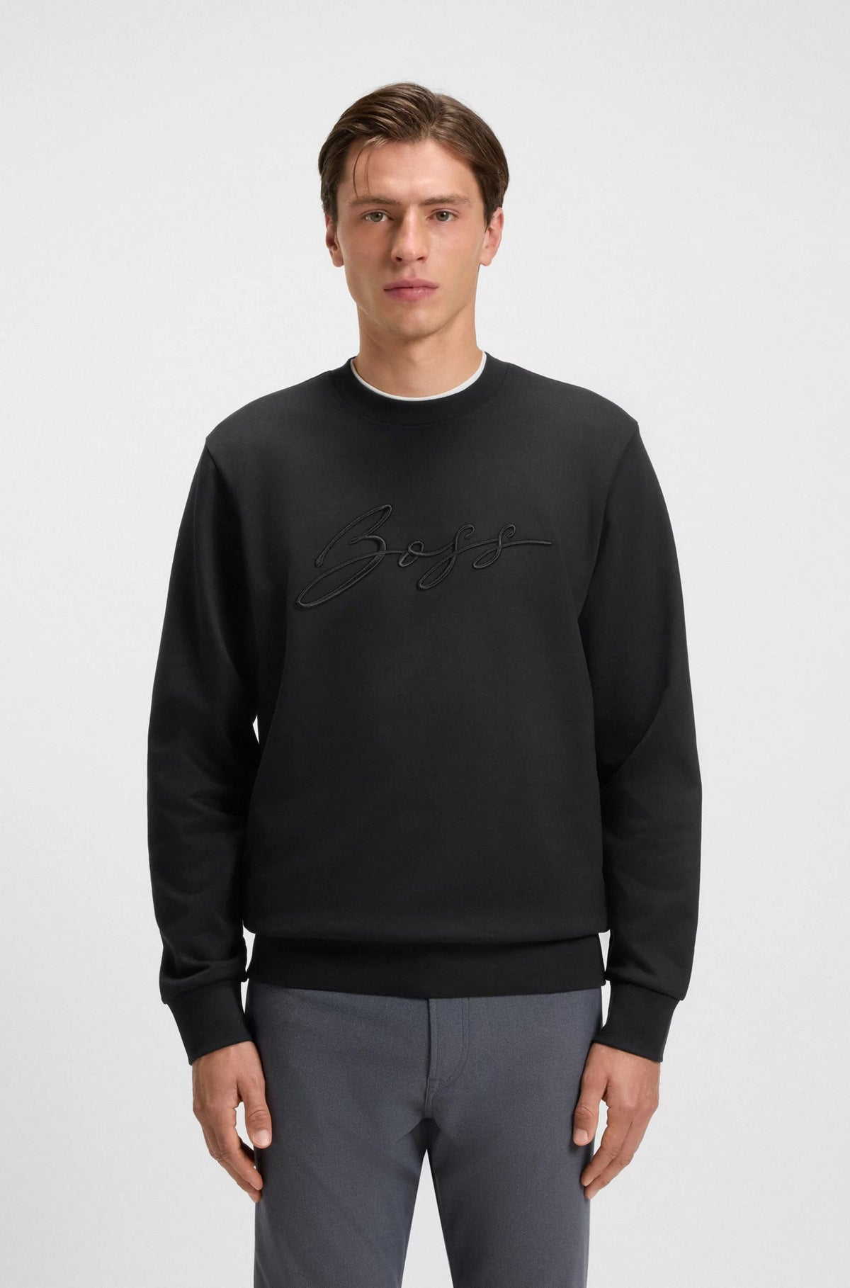 Felpa relaxed fit in spugna di cotone con logo script 50531310 001 BOSS 