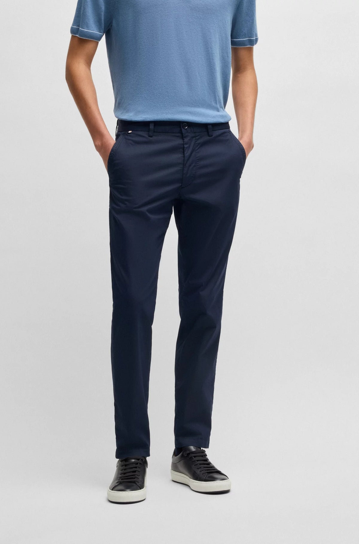 Pantaloni slim fit in satin di misto cotone 50540650 404 BOSS 