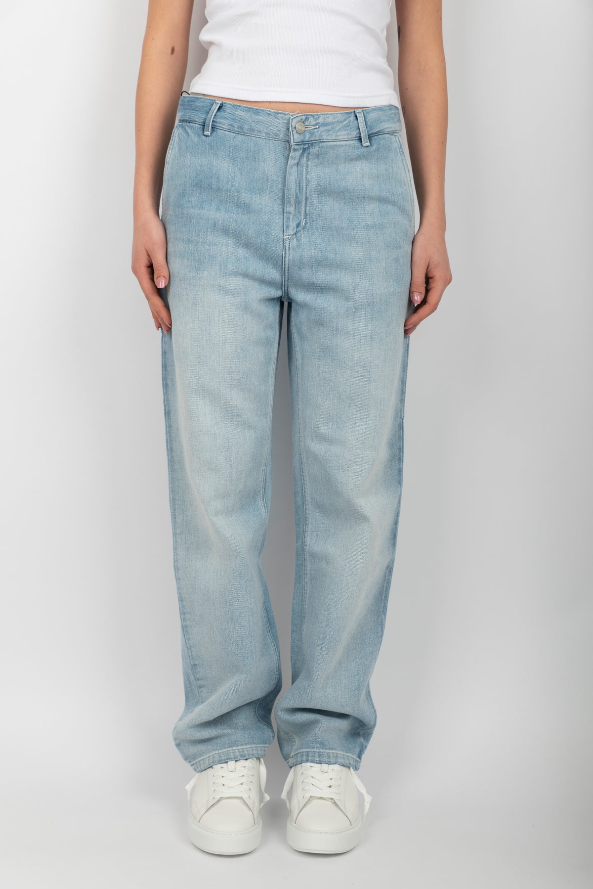 Pantaloni jeans Women's Pierce Pant Straight blue light stone washed  I031251 0147 CARHARTT WIP 