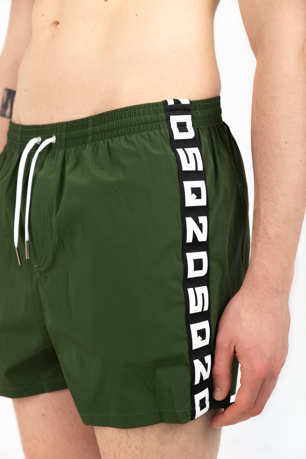 Swim boxer midi verde con bande laterali  D7B626060 302 DSQUARED BEACHWEAR 