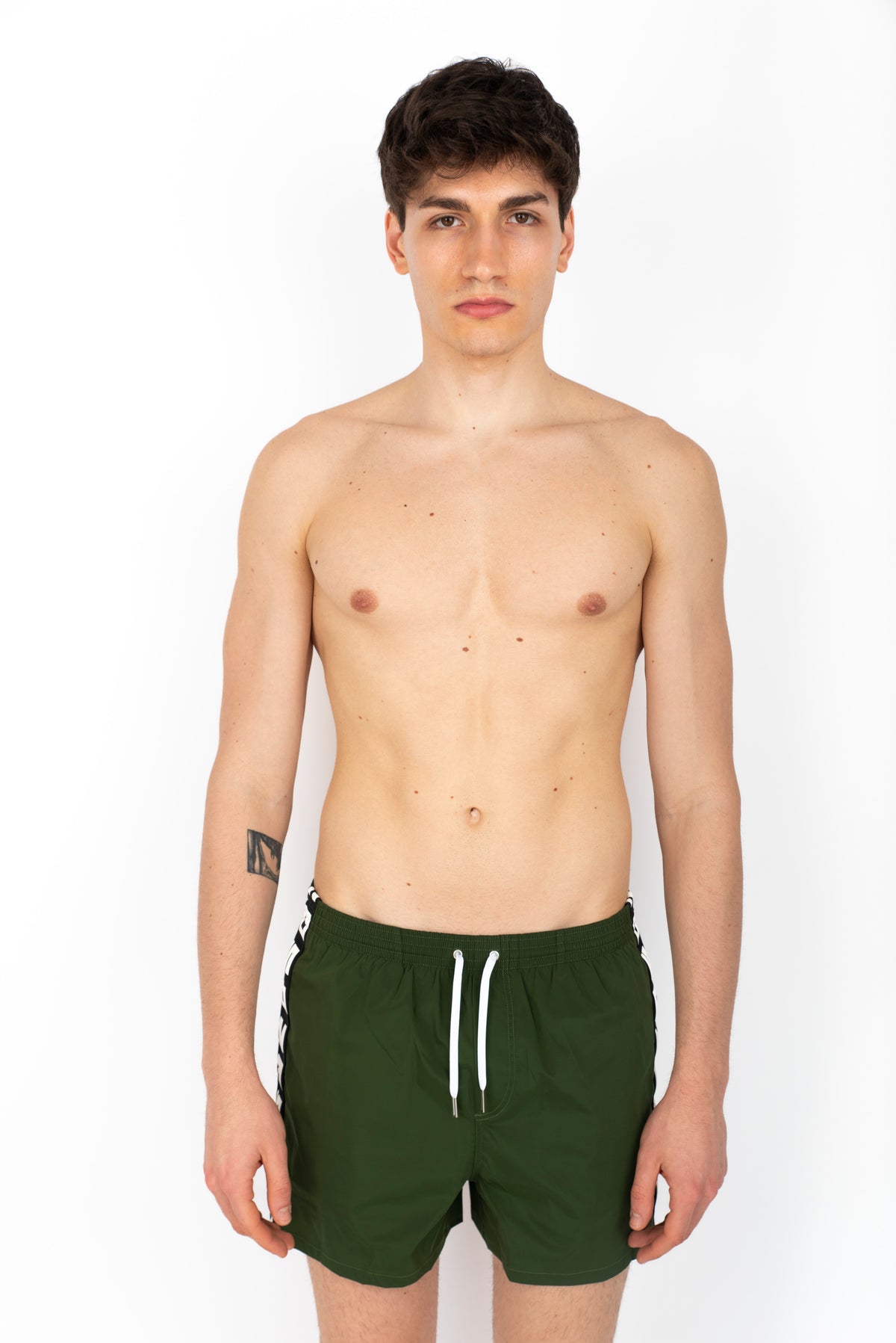 Swim boxer midi verde con bande laterali  D7B626060 302 DSQUARED BEACHWEAR 