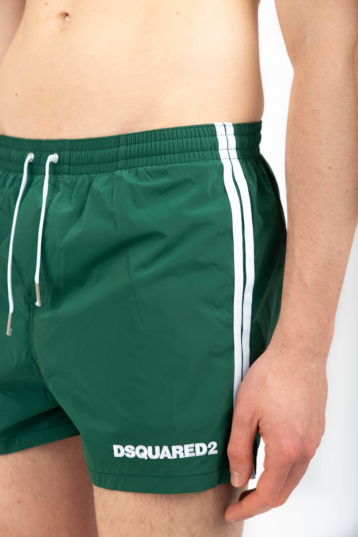 Swim boxer midi boxeur side stripe verde  D7B646140 300 DSQUARED BEACHWEAR 