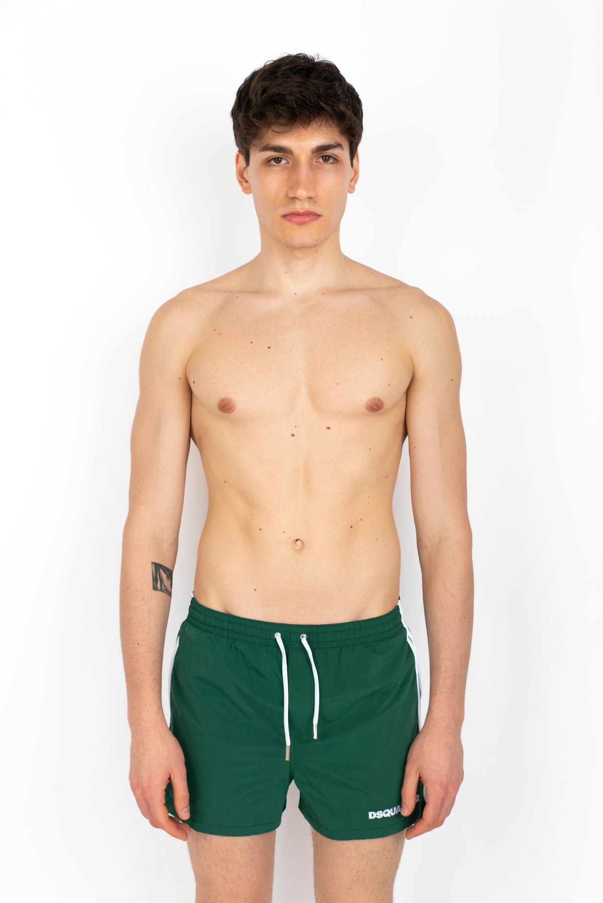 Swim boxer midi boxeur side stripe verde  D7B646140 300 DSQUARED BEACHWEAR 