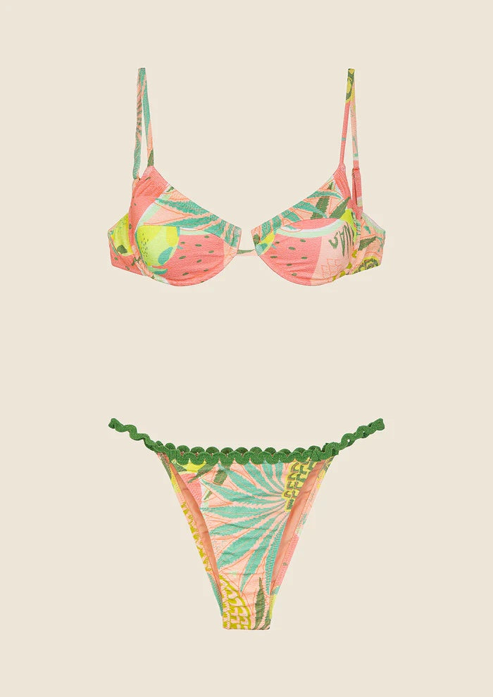 Bikini Reggiseno con Ferretto e Slip Regolabile Fantasia 0622X 12 F**K 