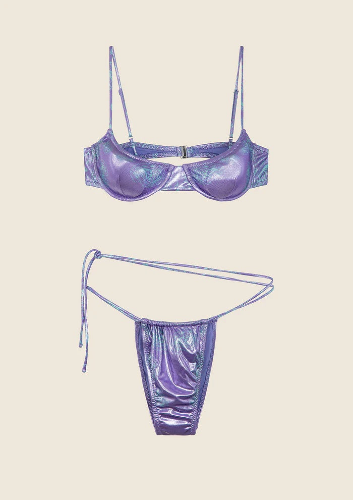 Bikini Reggiseno con Ferretto e Slip Brasiliano Regolabile Fantasia 1031X 53 F**K 