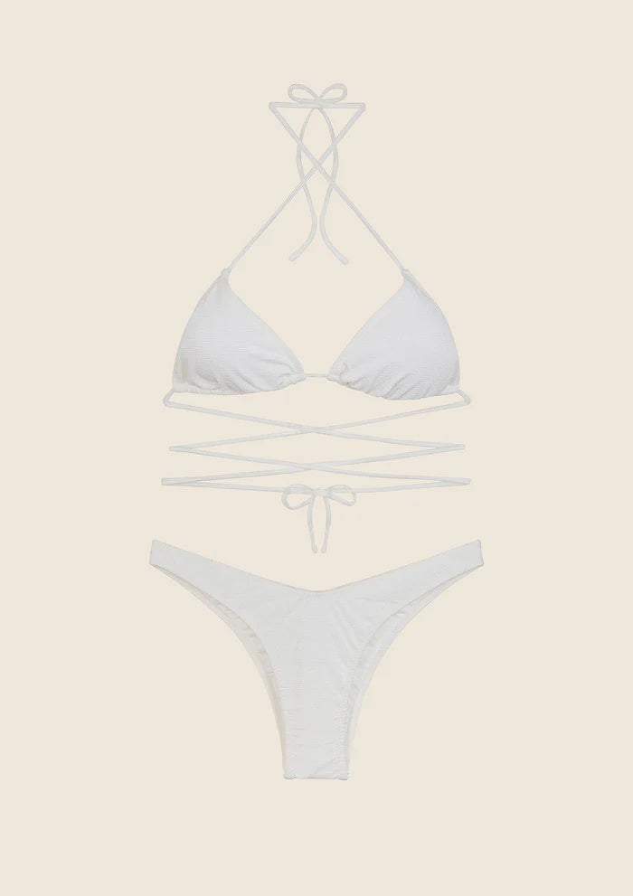 Bikini Triangolo con Slip Americano Fisso Bianco 1141 WH F**K 