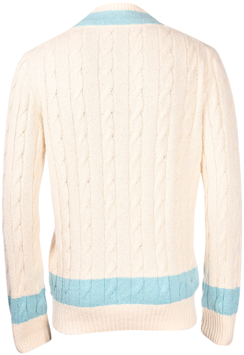 Scollo V a trecce Malfilè panna azzurro 23154/17403 005 GRAN SASSO 