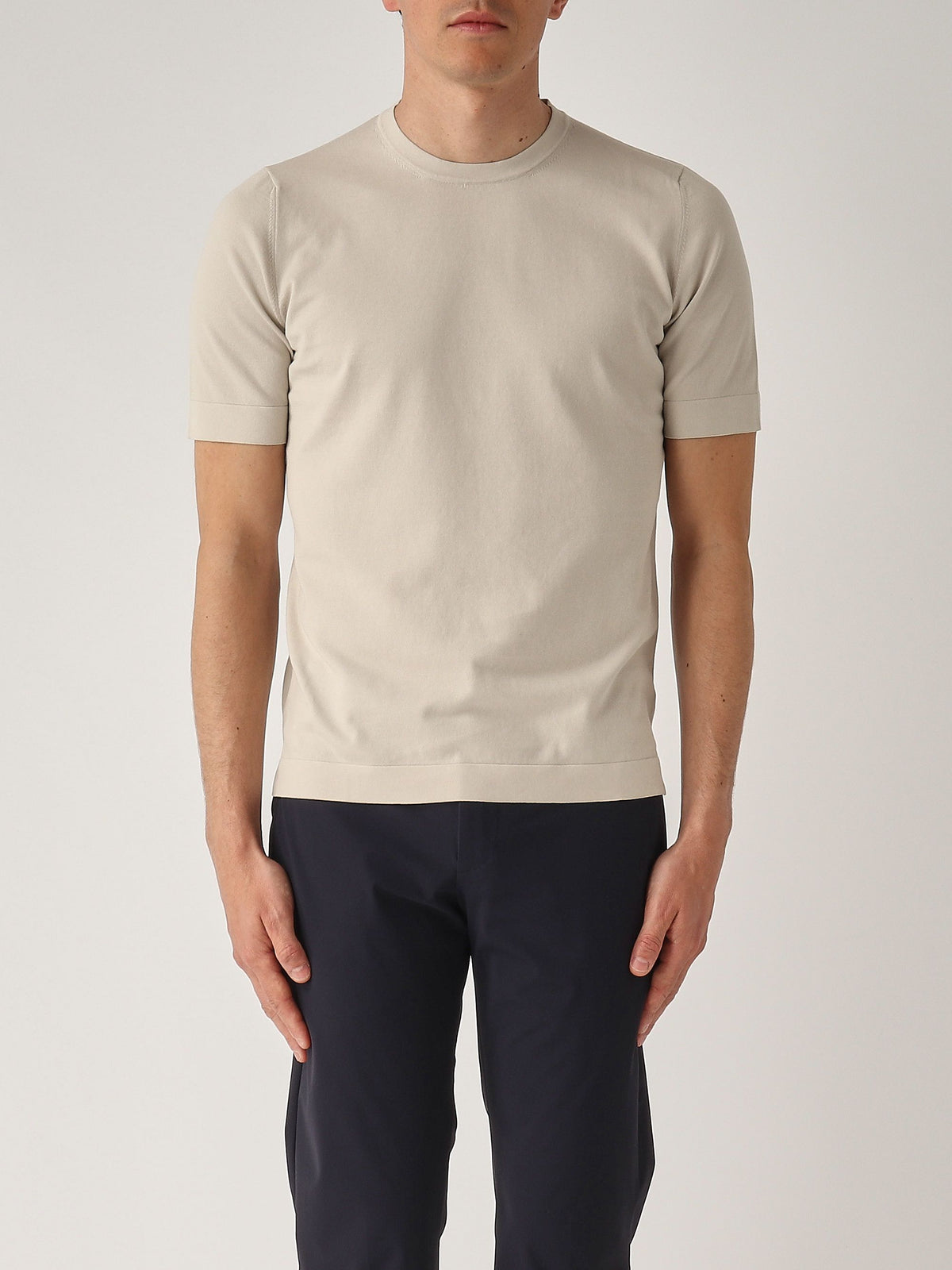 T-shirt in maglia vintage cotone organico beige  43168/21820 011 GRAN SASSO 