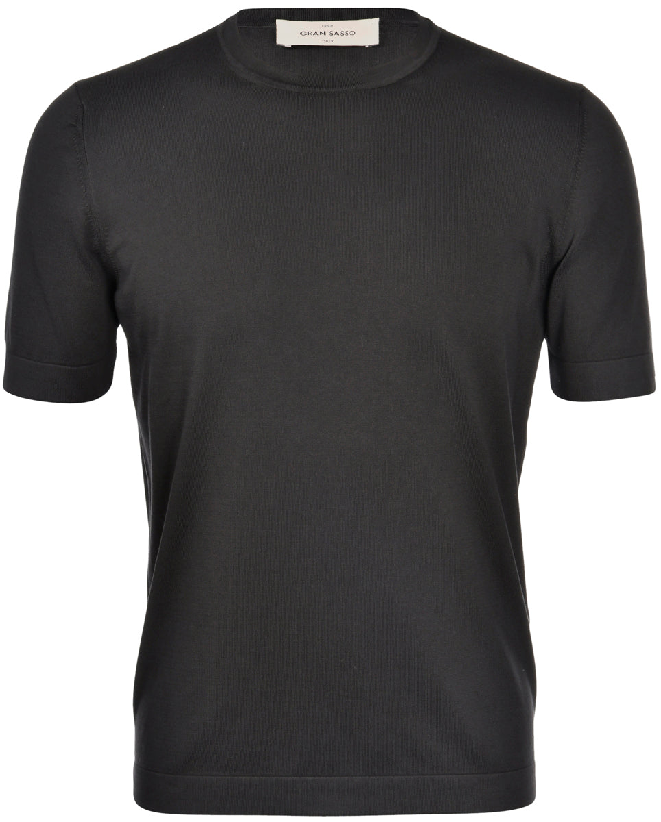 T-shirt in maglia vintage cotone organico nero 43168/21820 099 GRAN SASSO 