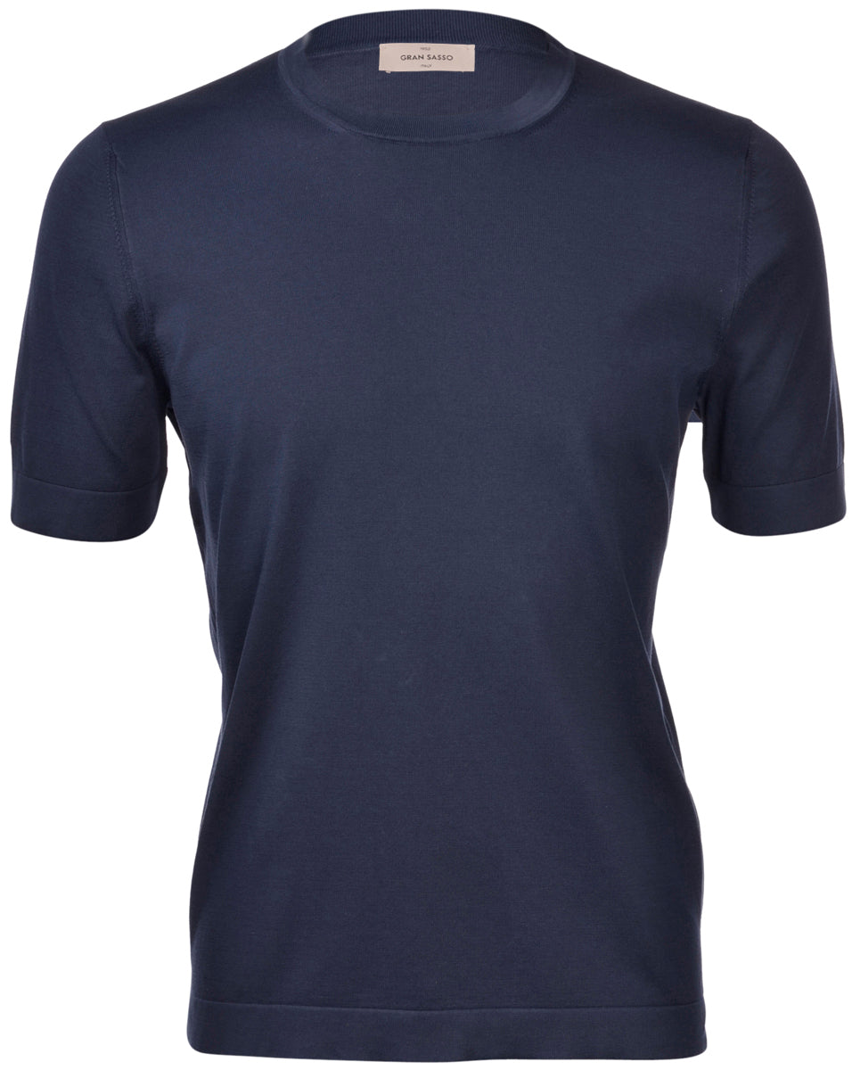 T-shirt in maglia vintage cotone organico blu navy 43168/21820 598 GRAN SASSO 