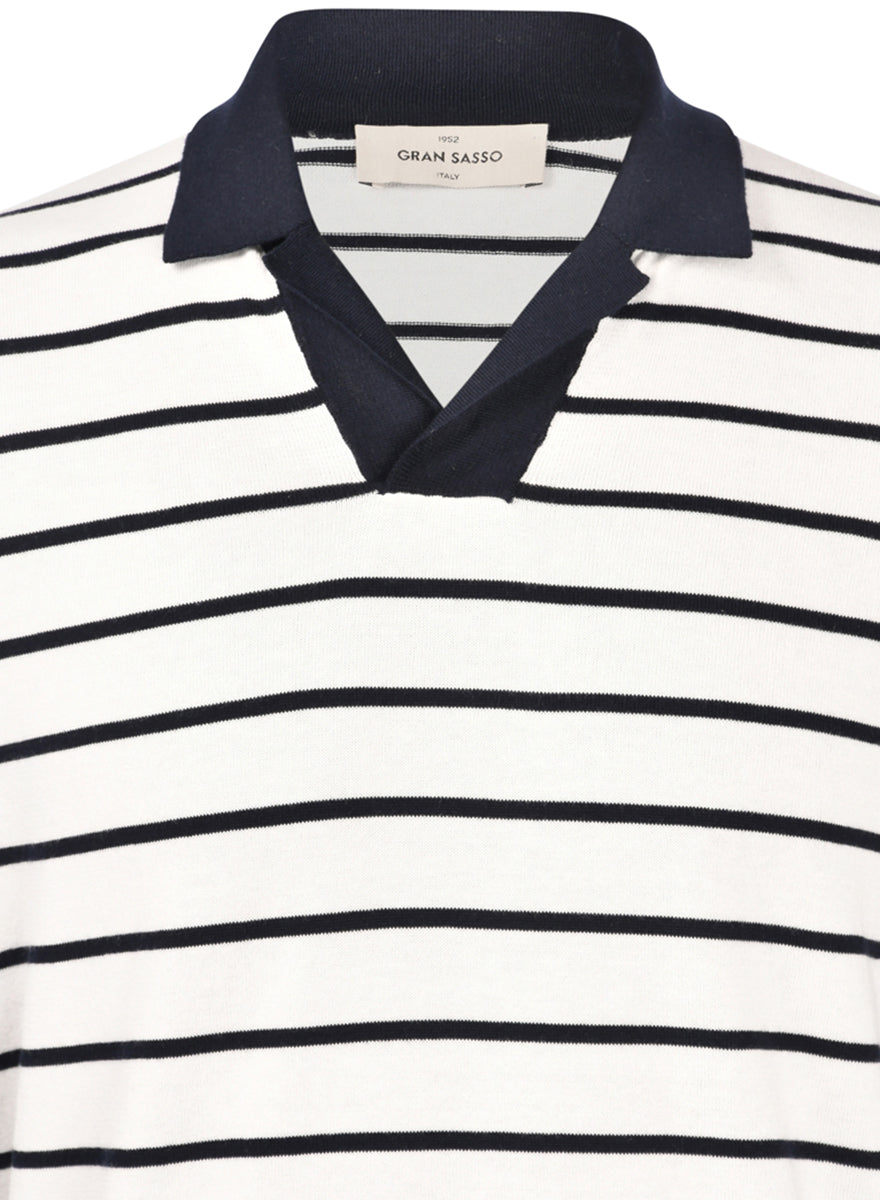 Polo skipper in maglia a righe bianco blu  57110/18052 005 GRAN SASSO 