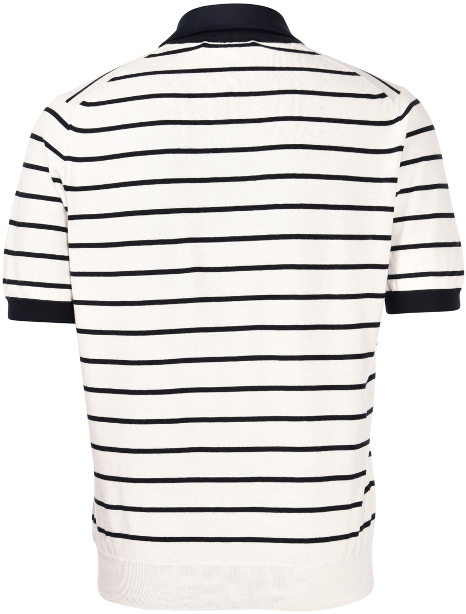 Polo skipper in maglia a righe bianco blu  57110/18052 005 GRAN SASSO 