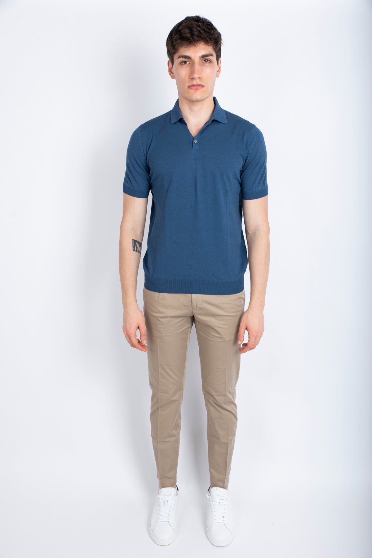 Polo in maglia fresh cotton blu 57119/20615 565 GRAN SASSO 