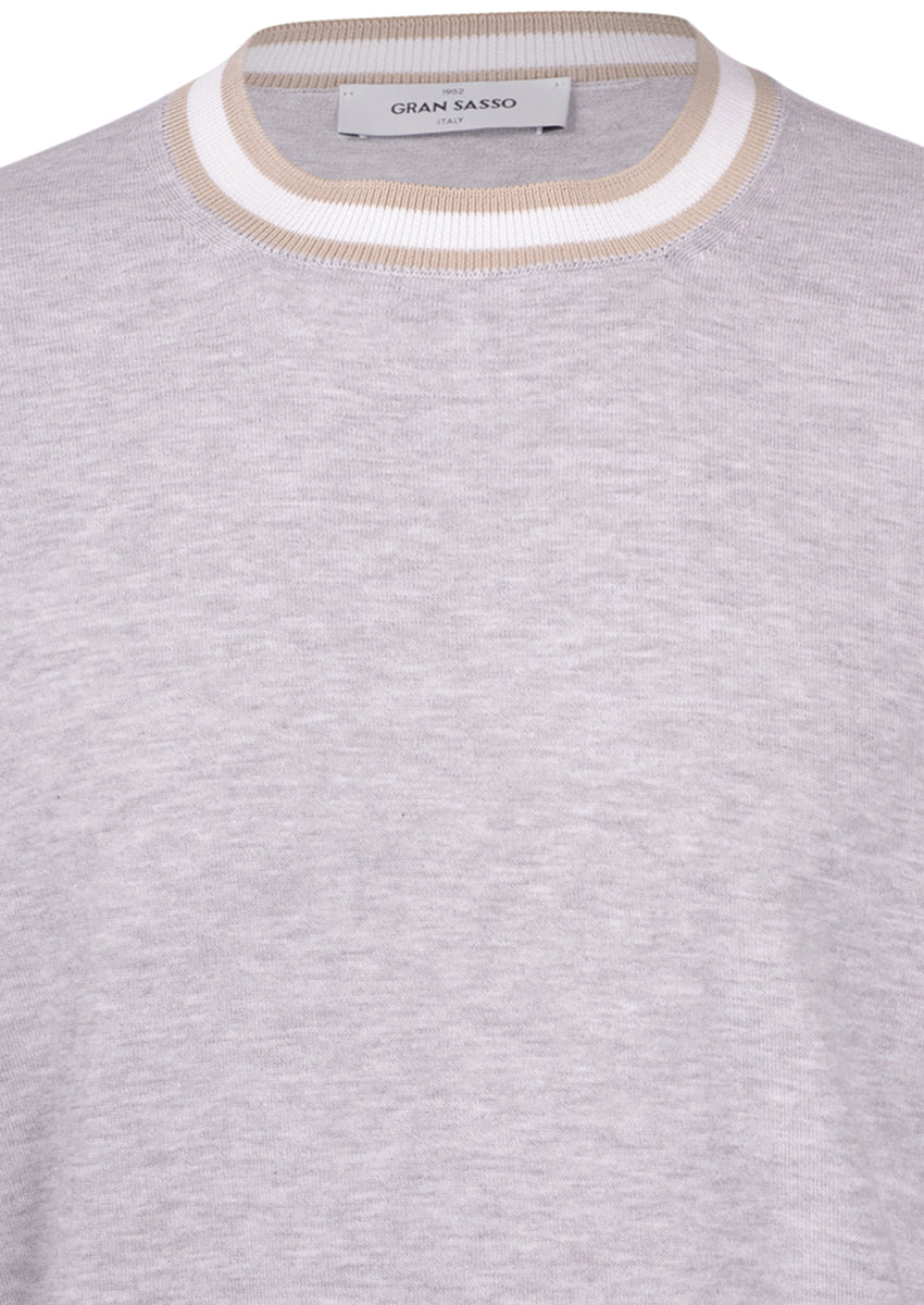 T-shirt in maglia con dettagli grigio beige bianco 57135/20671 052 GRAN SASSO 