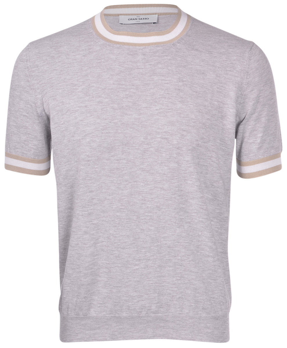 T-shirt in maglia con dettagli grigio beige bianco 57135/20671 052 GRAN SASSO 