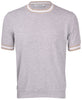 T-shirt in maglia con dettagli grigio beige bianco