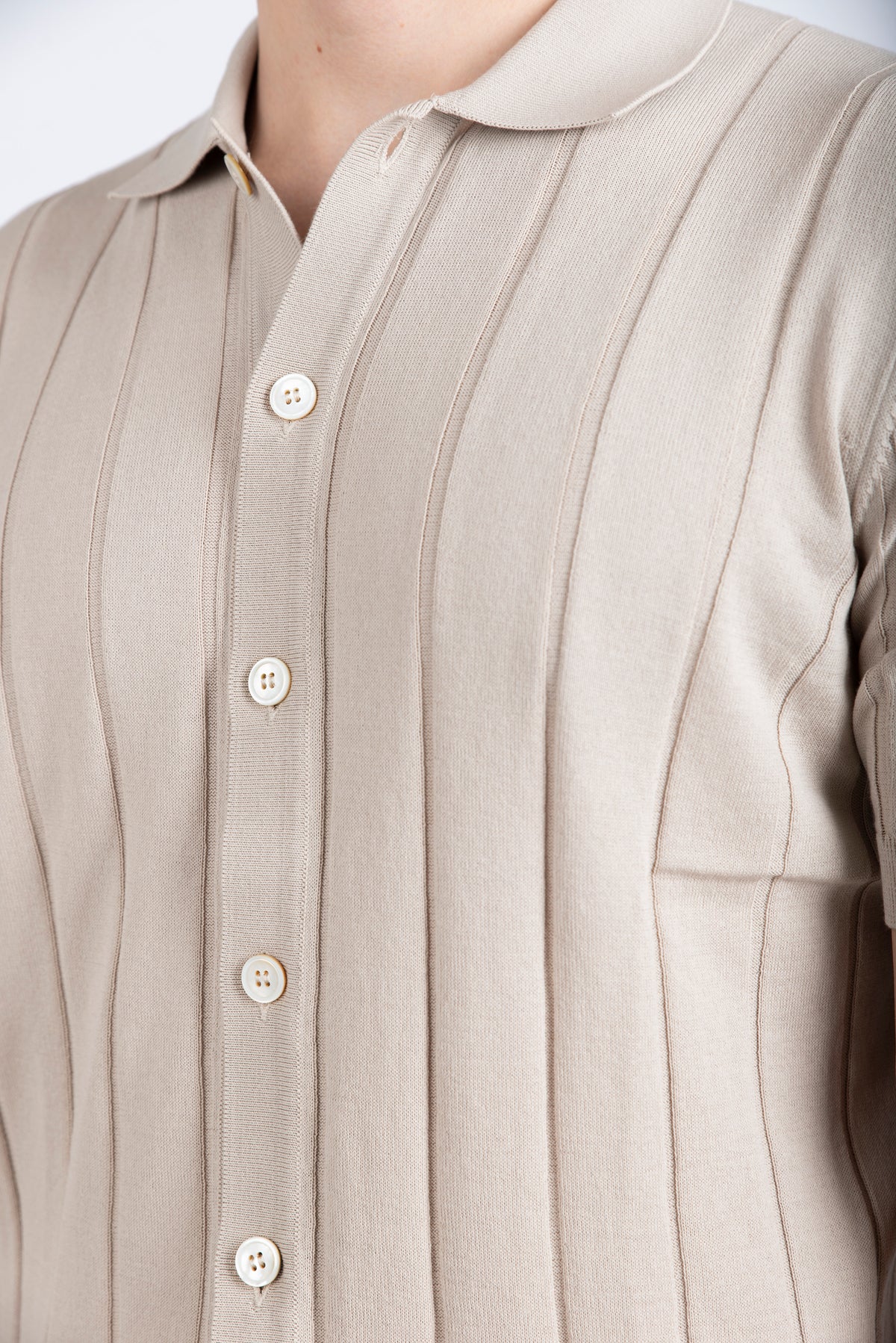 Camicia in maglia a coste beige 57143/20634 010 GRAN SASSO 
