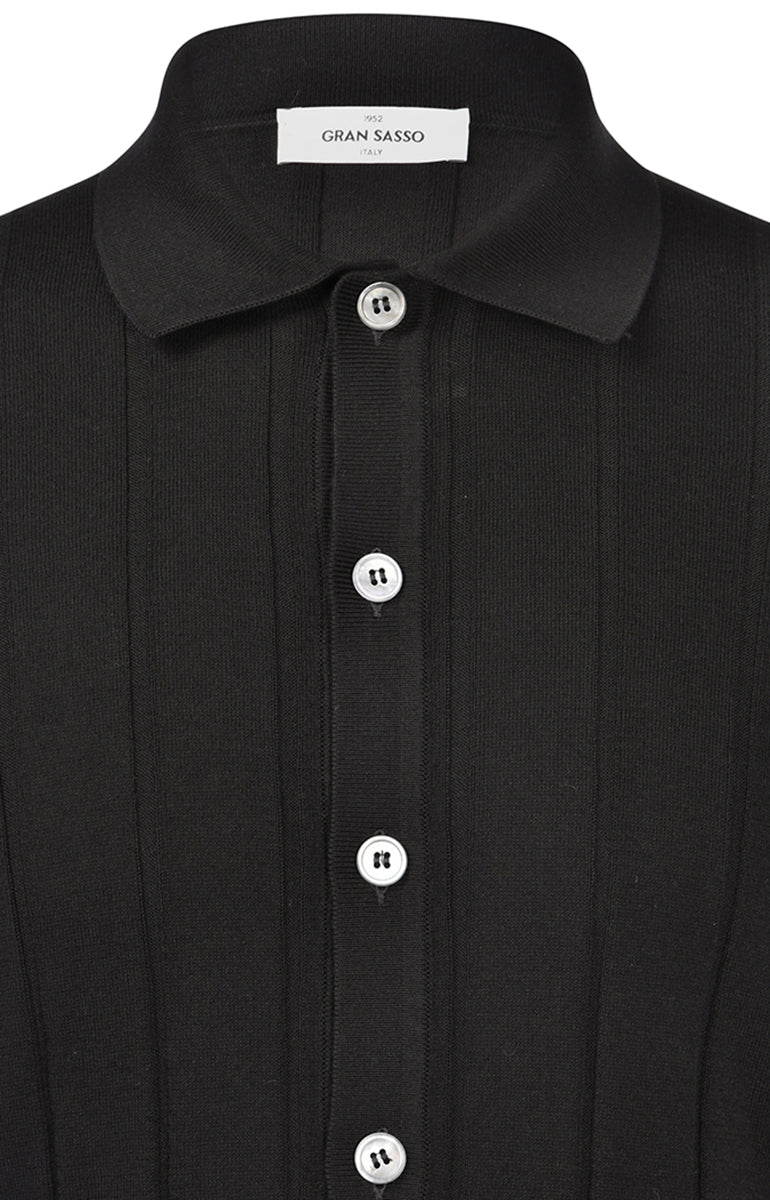 Camicia in maglia a coste nero 57143/20634 099 GRAN SASSO 