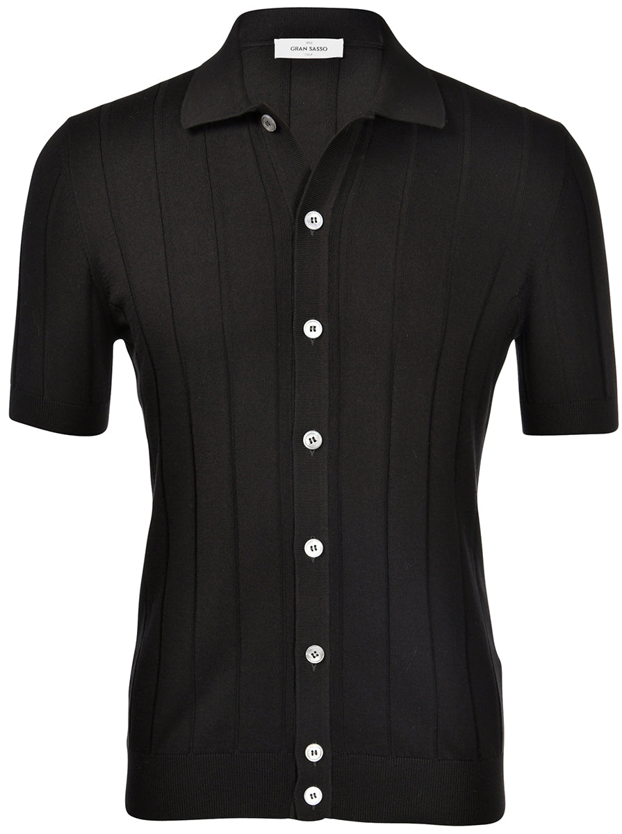 Camicia in maglia a coste nero 57143/20634 099 GRAN SASSO 