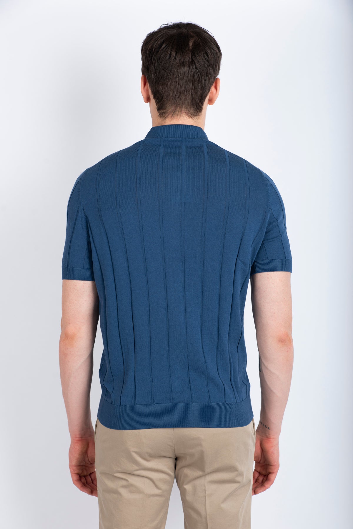 Camicia in maglia a coste blu 57143/20634 565 GRAN SASSO 