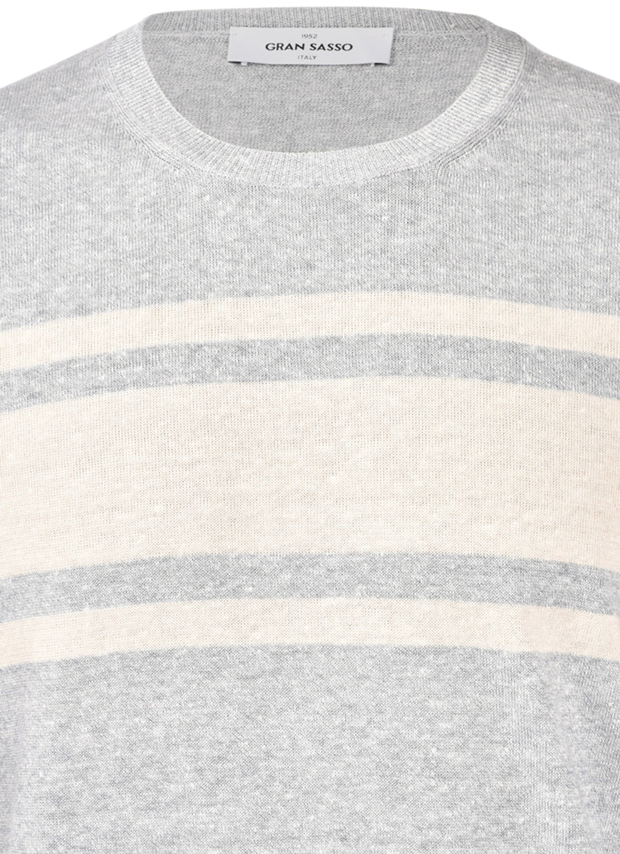 Maglione a maniche corte a righe grigio 57169/18642 065 GRAN SASSO 