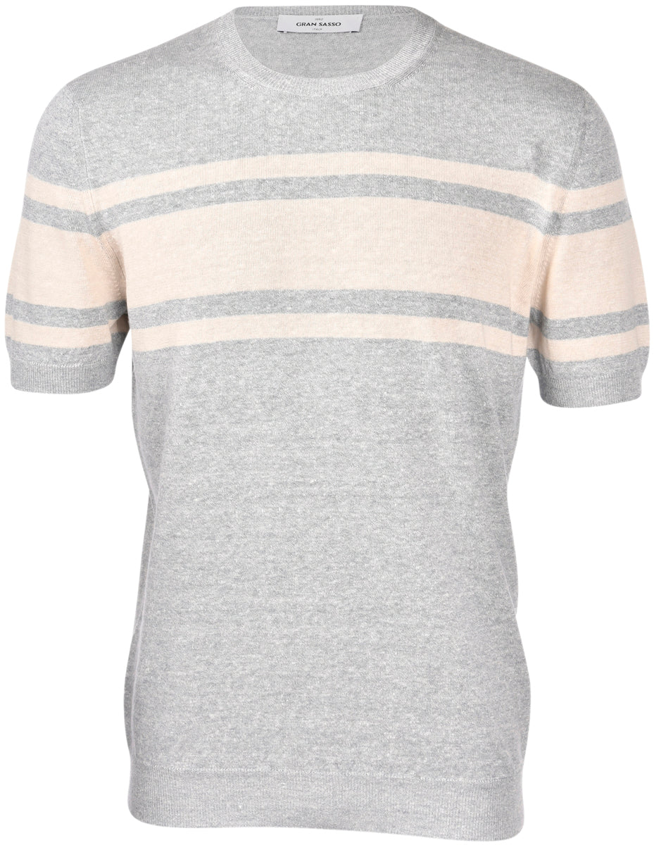 Maglione a maniche corte a righe grigio 57169/18642 065 GRAN SASSO 