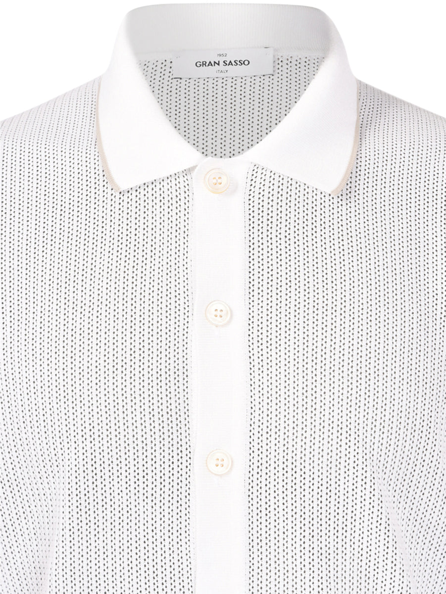 Camicia in maglia punto traforato bianco beige 57180/20612 002 GRAN SASSO 