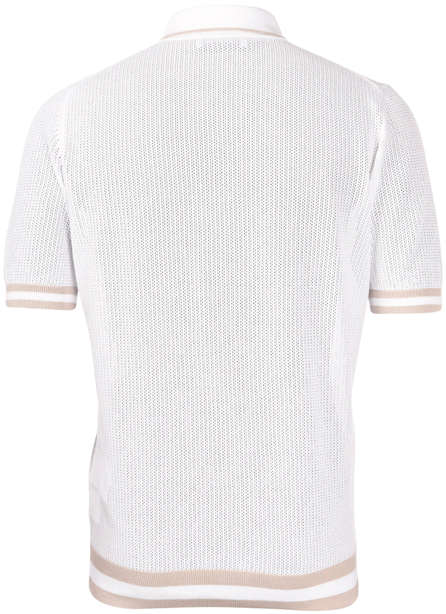 Camicia in maglia punto traforato bianco beige 57180/20612 002 GRAN SASSO 