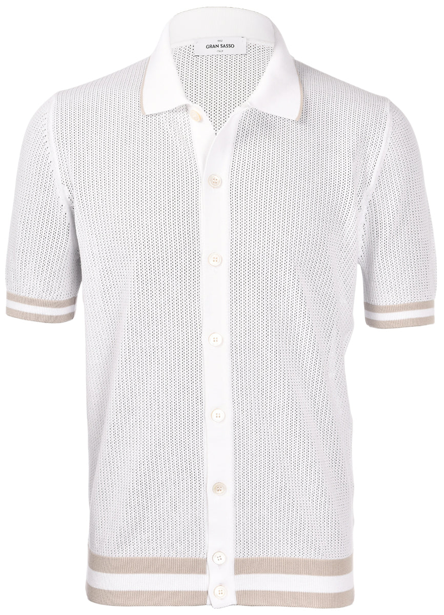 Camicia in maglia punto traforato bianco beige 57180/20612 002 GRAN SASSO 