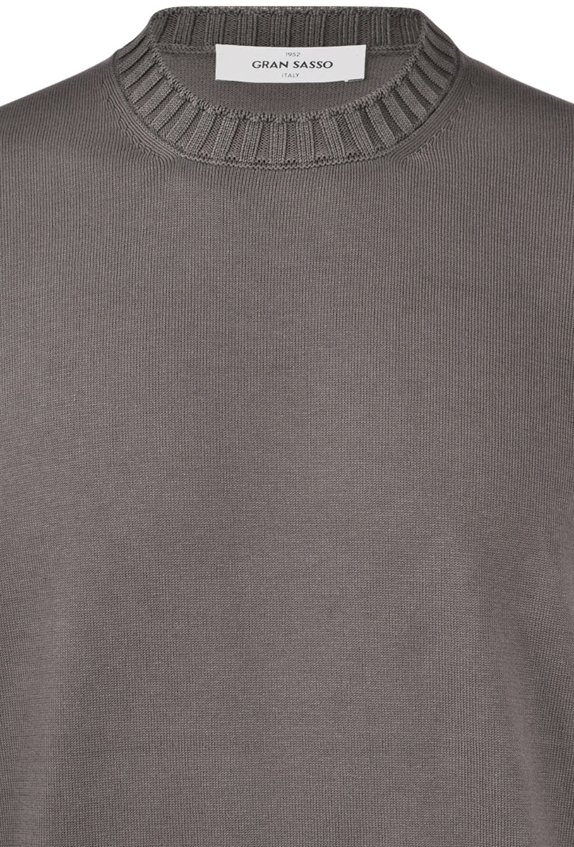 T-shirt in maglia con collo a coste grigio 57188/18163 095 GRAN SASSO 