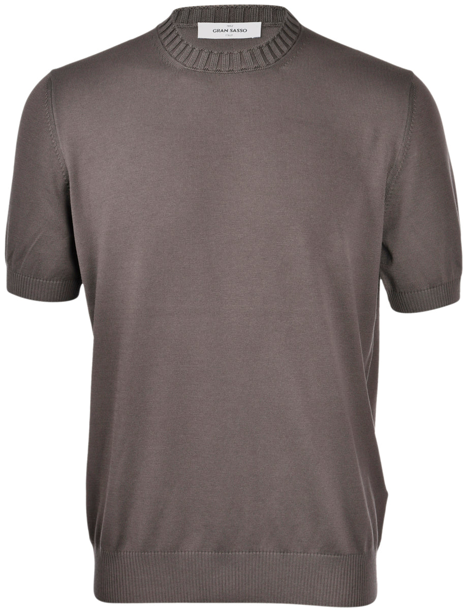 T-shirt in maglia con collo a coste grigio 57188/18163 095 GRAN SASSO 