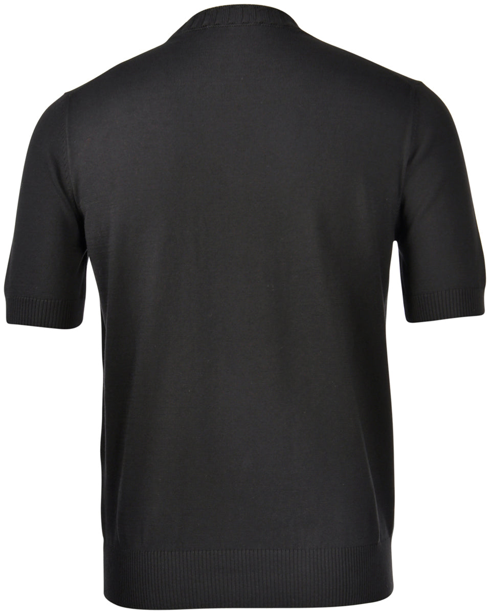 T-shirt in maglia con collo a coste nero  57188/18163 099 GRAN SASSO 