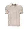 Beige ribbed skipper polo shirt