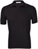 Black ribbed skipper polo shirt