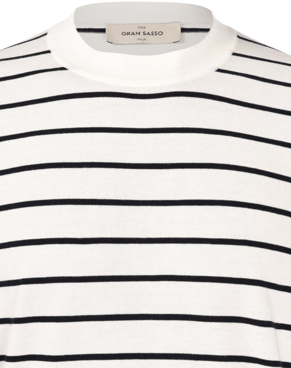 T-shirt in maglia a righe bianco blu  57192/18046 005 GRAN SASSO 